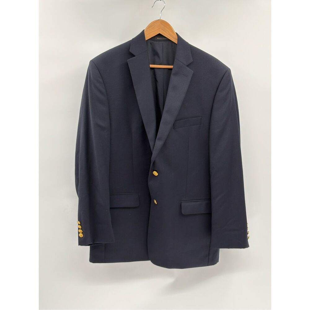 Lauren Ralph Lauren Blazer Sport Coat Men 43 R Navy‎ Blue Gold Buttons Wool